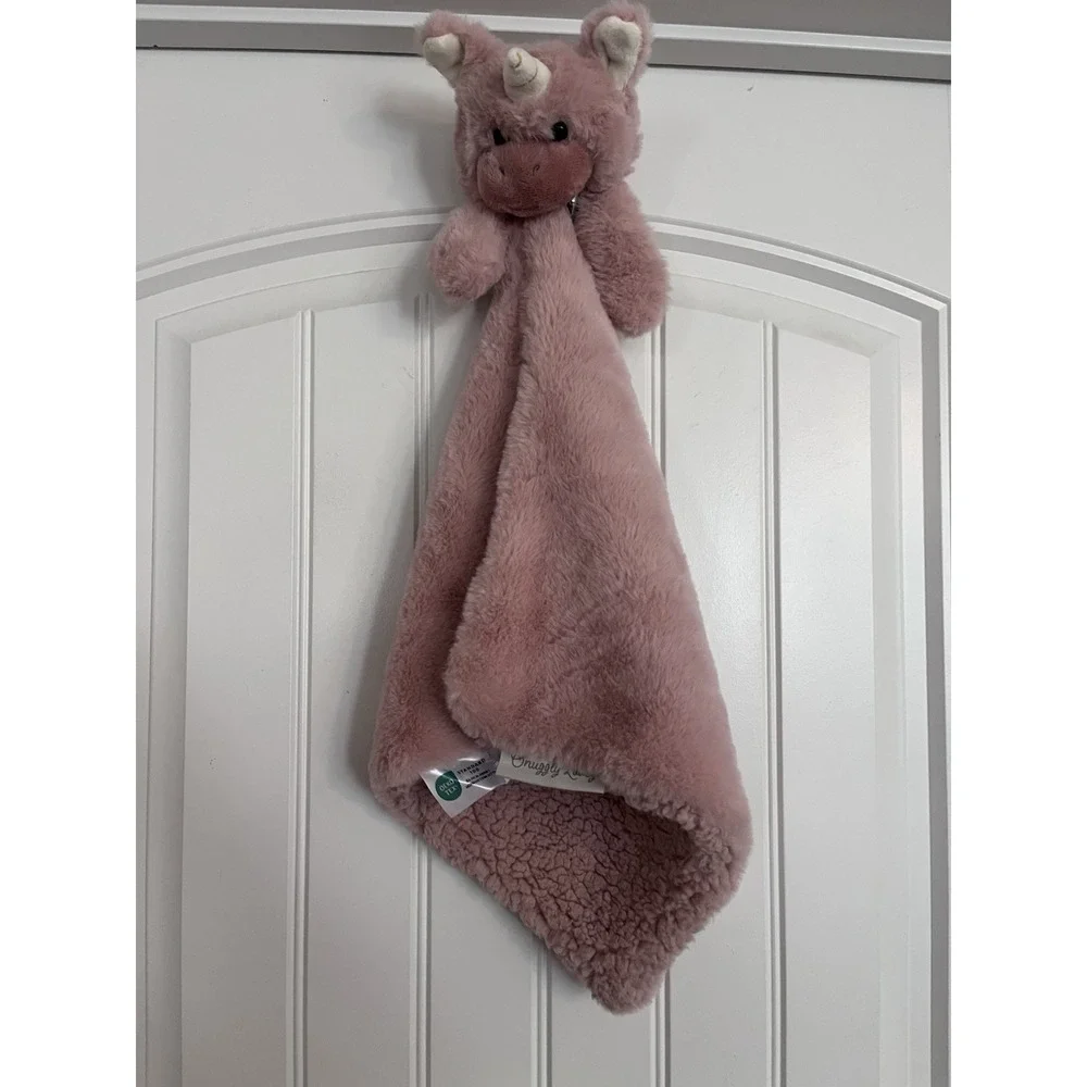 Snuggly Lovey Sherpa Security Blanket UNICORN Pink Soft Baby Nursery Baby